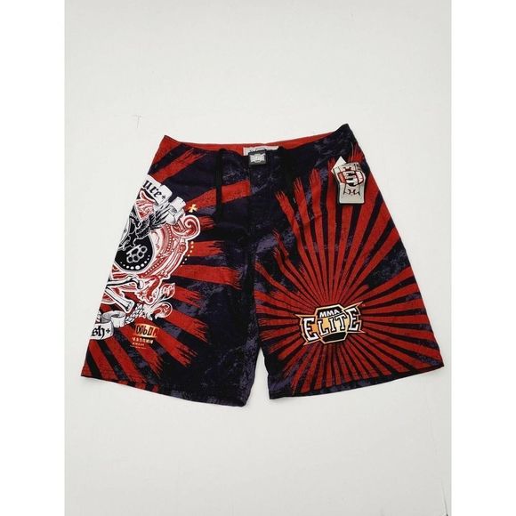 Men's shorts Size Large L By MMA Elite Black/Red Training Fighter - Picture 8 of 10